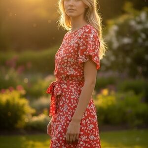 Floral Red Dress